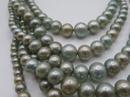 Vintage Midcentury Mint Green 6-Strand Pearl Necklace