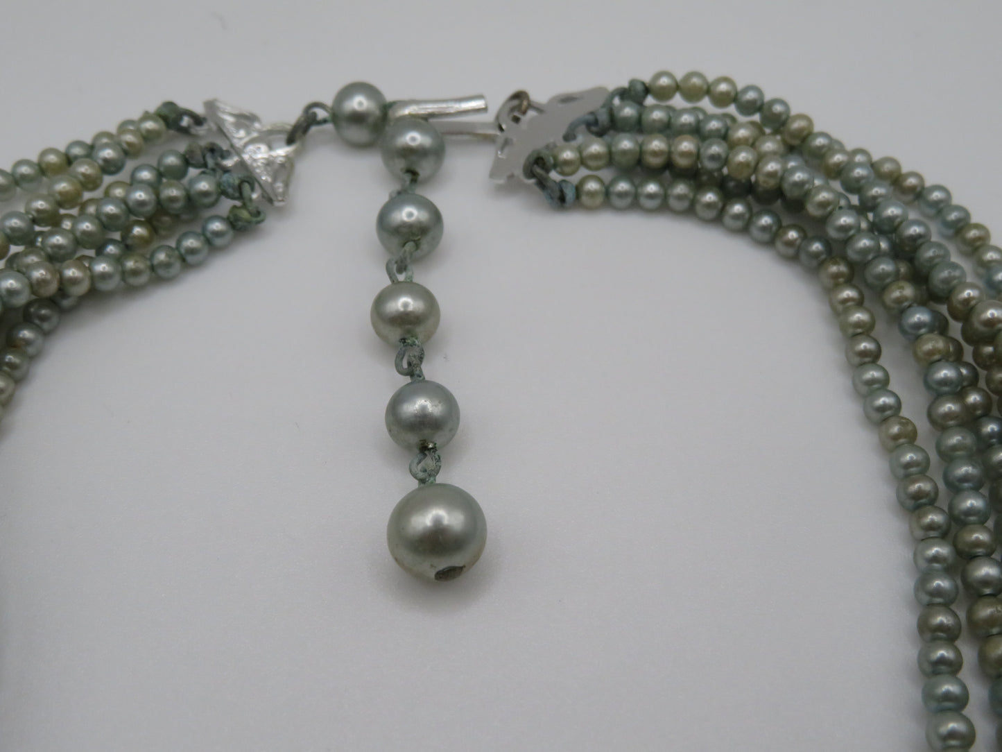 Vintage Midcentury Mint Green 6-Strand Pearl Necklace