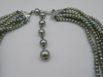 Vintage Midcentury Mint Green 6-Strand Pearl Necklace