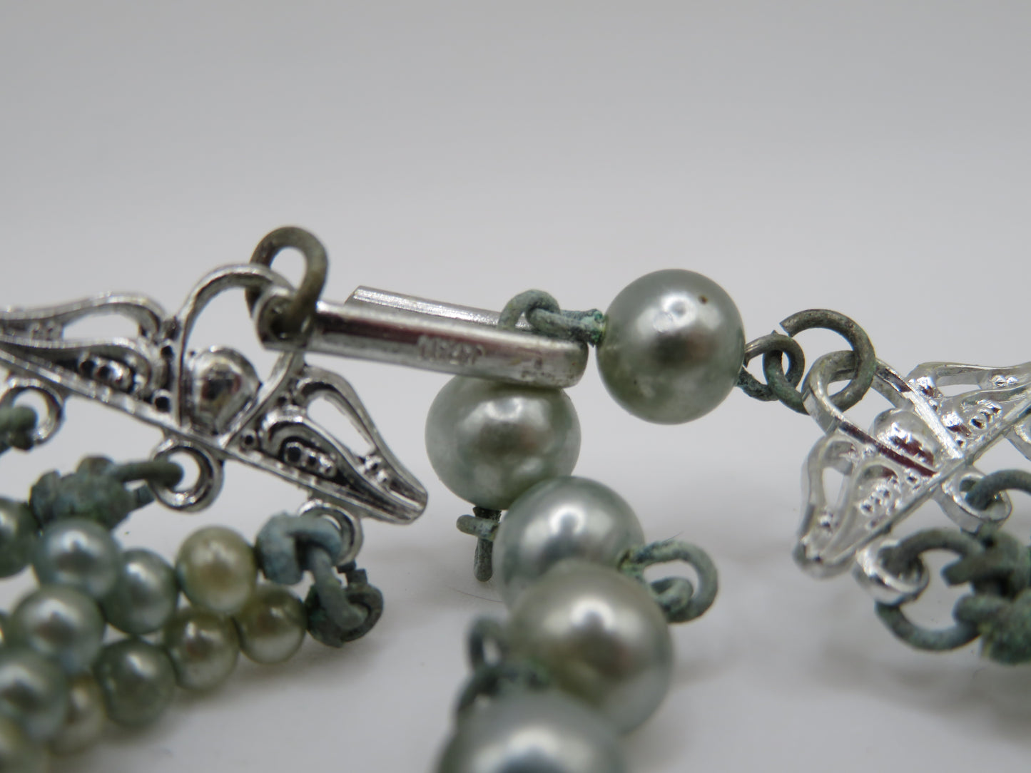 Vintage Midcentury Mint Green 6-Strand Pearl Necklace