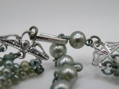 Vintage Midcentury Mint Green 6-Strand Pearl Necklace