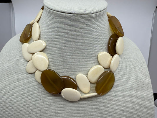 Iris Apfel's Vintage Monies Bone Agate Stacked Chunky Necklace