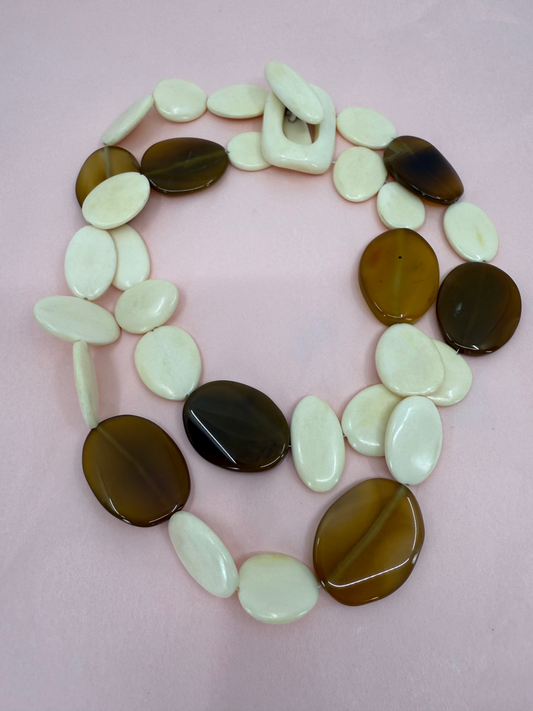 Iris Apfel's Vintage Monies Bone Agate Stacked Chunky Necklace