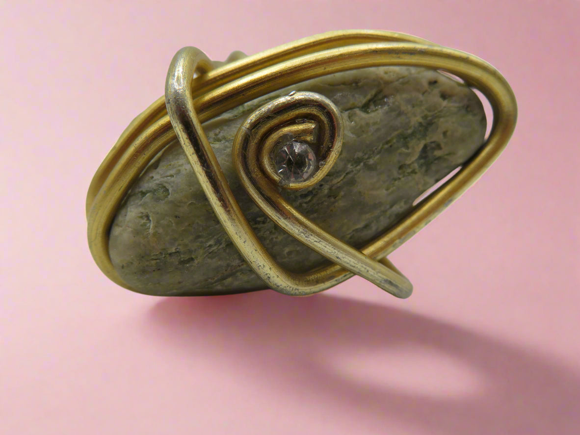 Vintage Huge Chunky Wire Wrapped Modernist Rock Ring