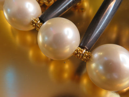 Julie Rubano RARE Huge Pearl Wood Collar Necklace