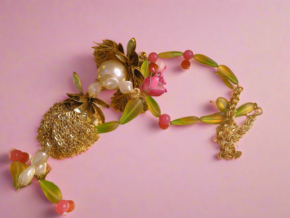 Julie Rubano RARE Huge Vintage Flower Doll Necklace