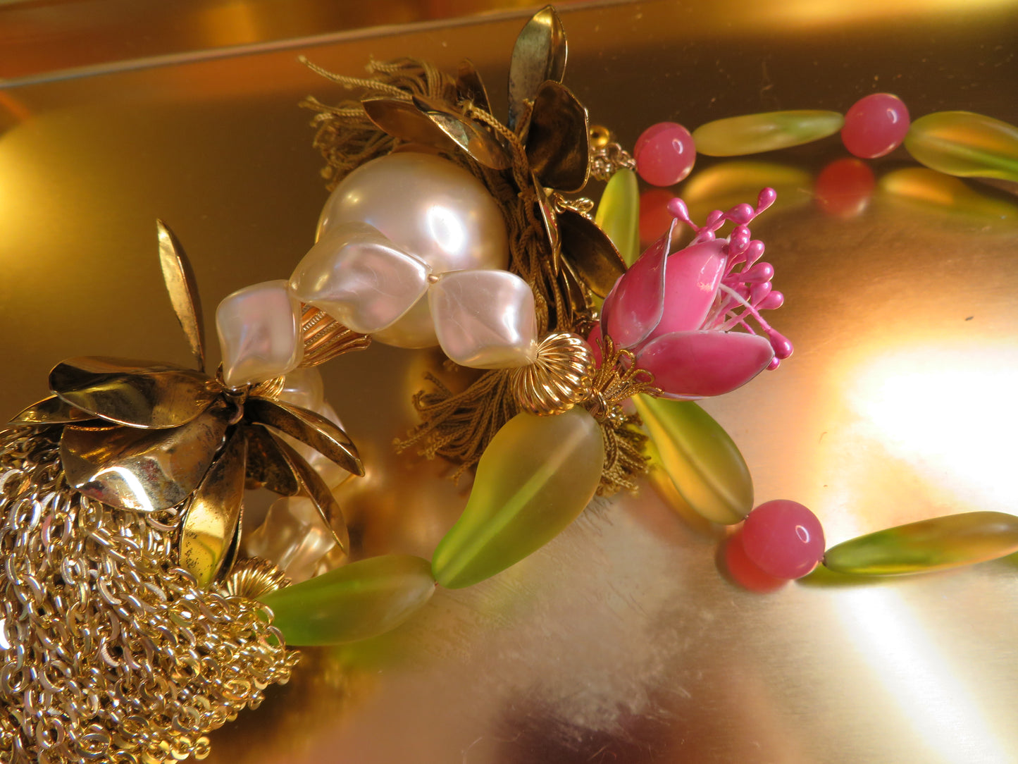 Julie Rubano RARE Huge Vintage Flower Doll Necklace