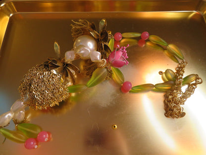 Julie Rubano RARE Huge Vintage Flower Doll Necklace