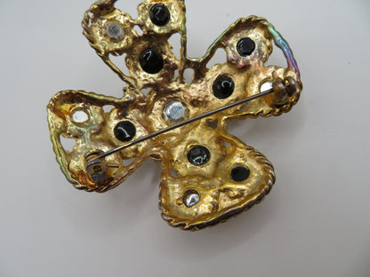 Vintage Midcentury Domed Rhinestone Maltese Cross Brooch