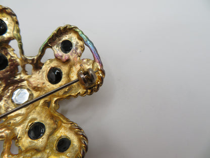 Vintage Midcentury Domed Rhinestone Maltese Cross Brooch