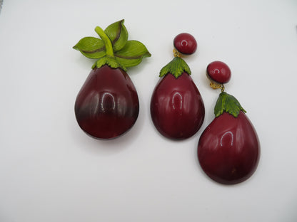 Vintage Rare Ciléa Paris Oversized Eggplant Brooch