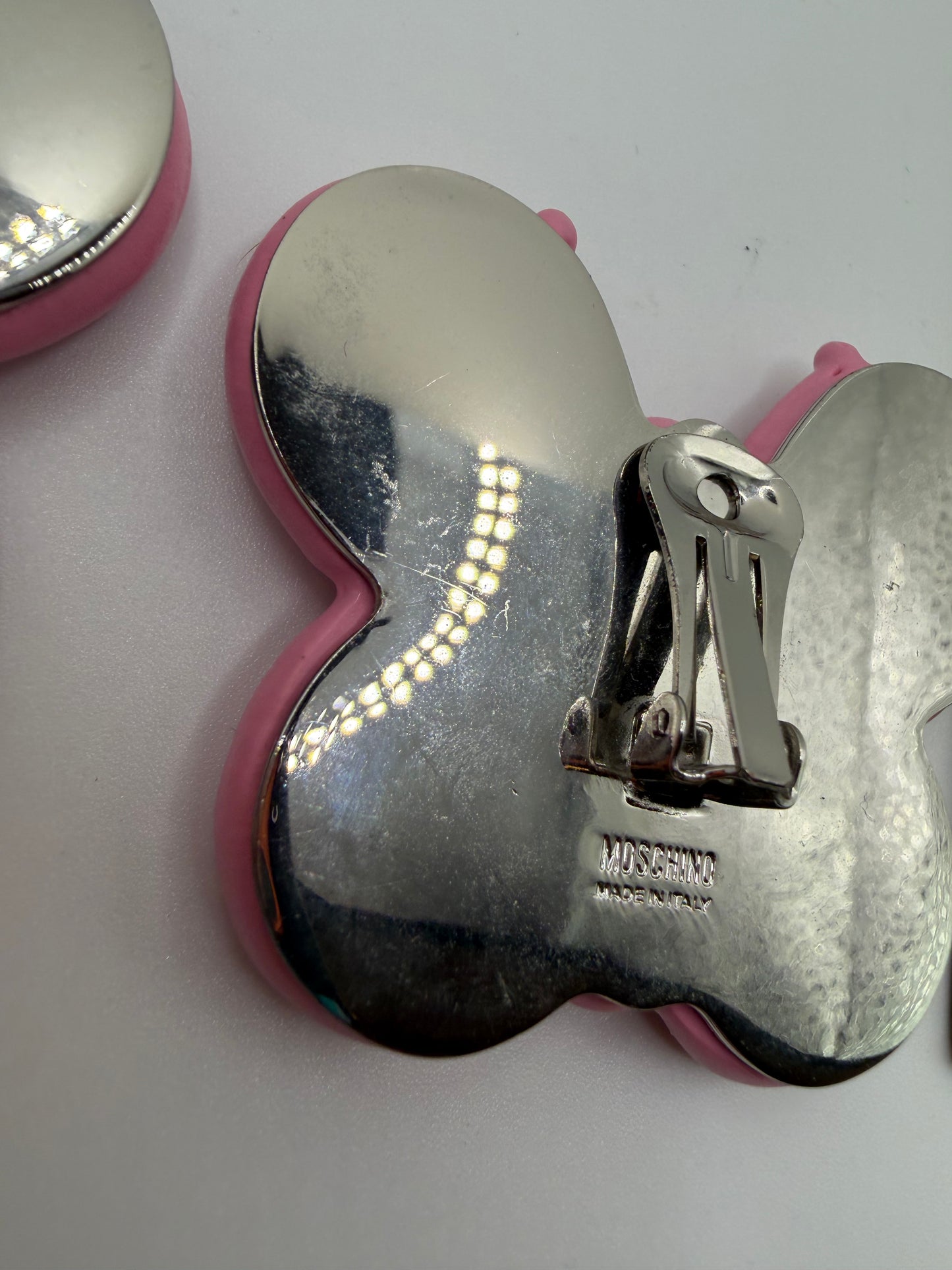Moschino Oversized Pink Butterfly Clip On Earrings