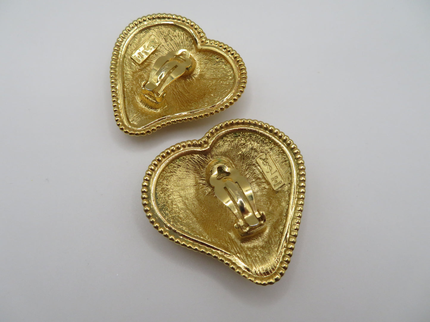 Vintage Yves Saint Laurent Chunky Heart Clip On Earrings