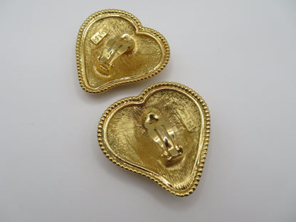 Vintage Yves Saint Laurent Chunky Heart Clip On Earrings