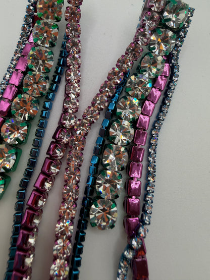Area Rainbow Crystal Rhinestone Fringe Earrings