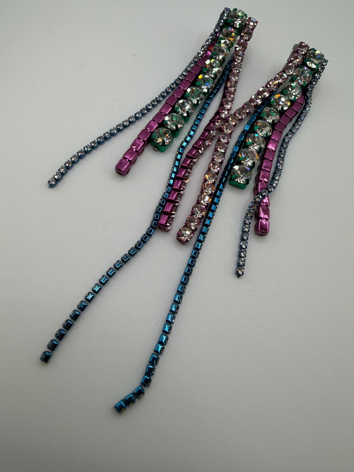 Area Rainbow Crystal Rhinestone Fringe Earrings