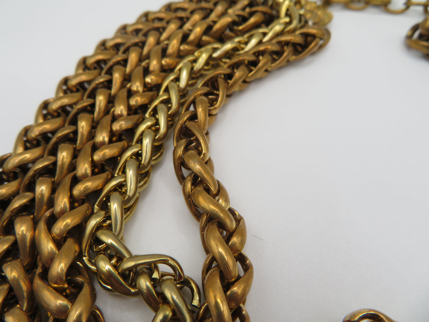 Vintage Chanel Runway Chunky 5-Strand Gold Chain Collar Necklace