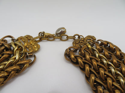 Vintage Chanel Runway Chunky 5-Strand Gold Chain Collar Necklace