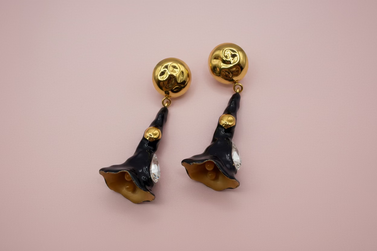 Marni Surreal Sculptural Crystal Bloom Clip On Earrings