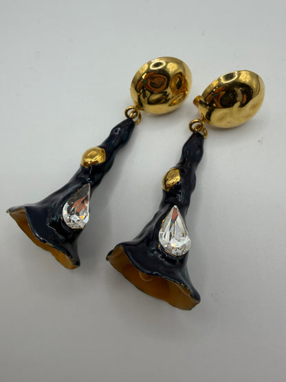 Marni Surreal Sculptural Crystal Bloom Clip On Earrings
