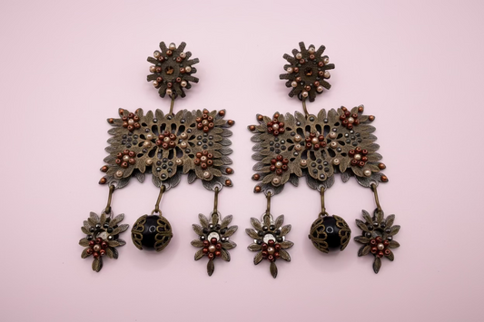 Monumental DSQUARED2 Pearl Studded Chandelier Earrings