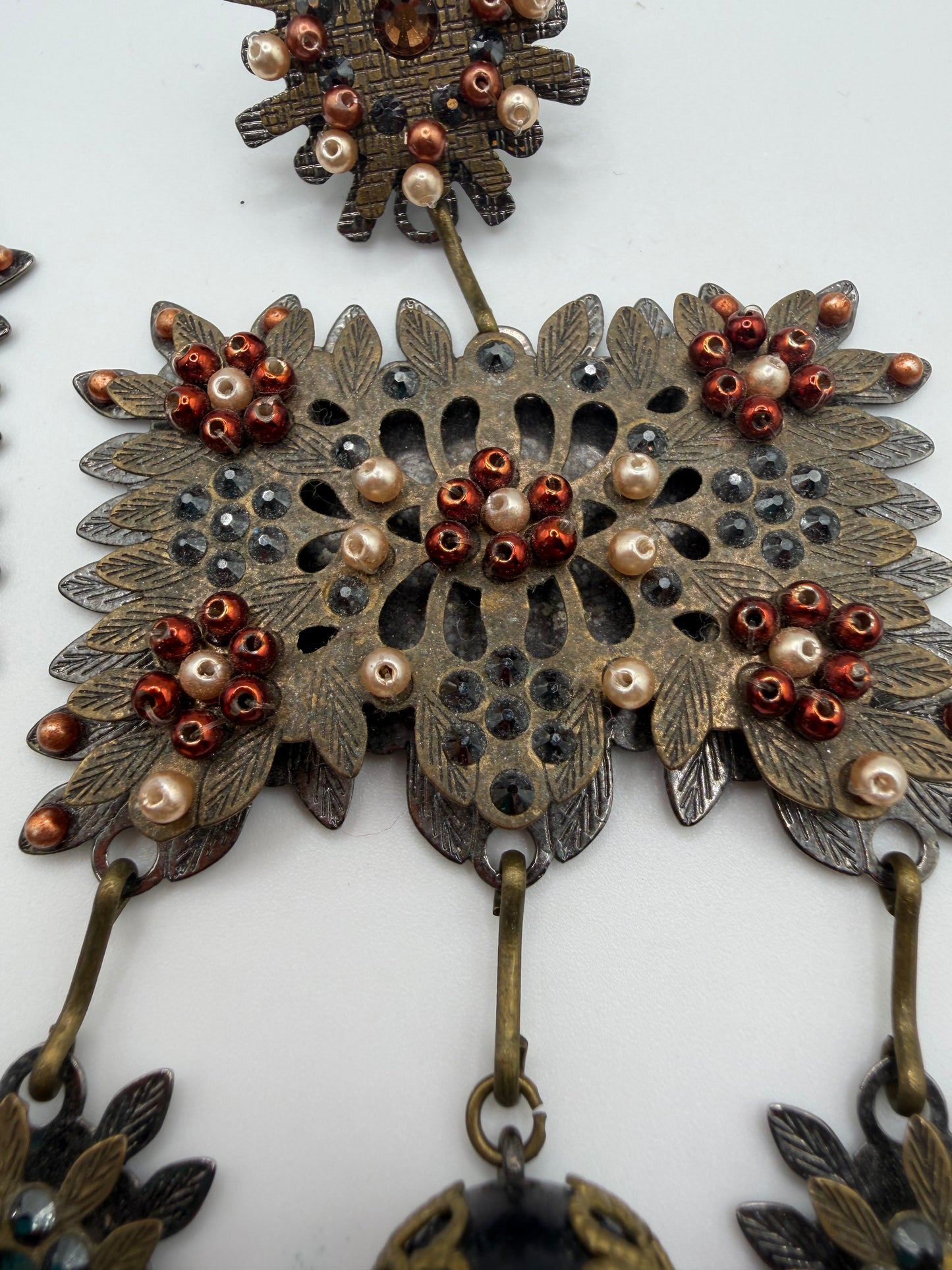 Monumental DSQUARED2 Pearl Studded Chandelier Earrings
