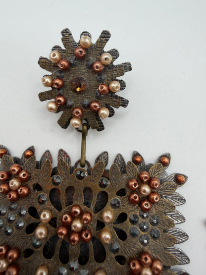 Monumental DSQUARED2 Pearl Studded Chandelier Earrings