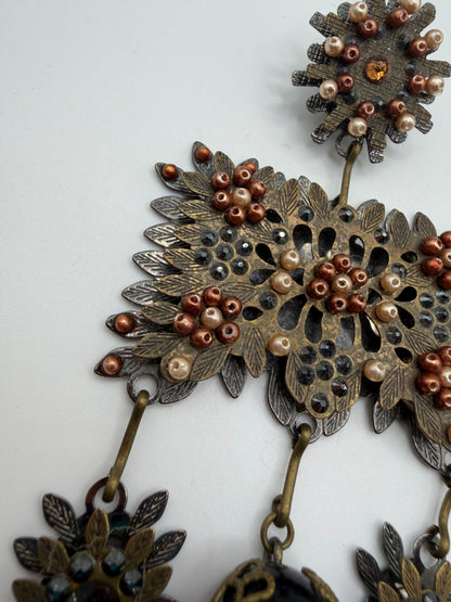 Monumental DSQUARED2 Pearl Studded Chandelier Earrings