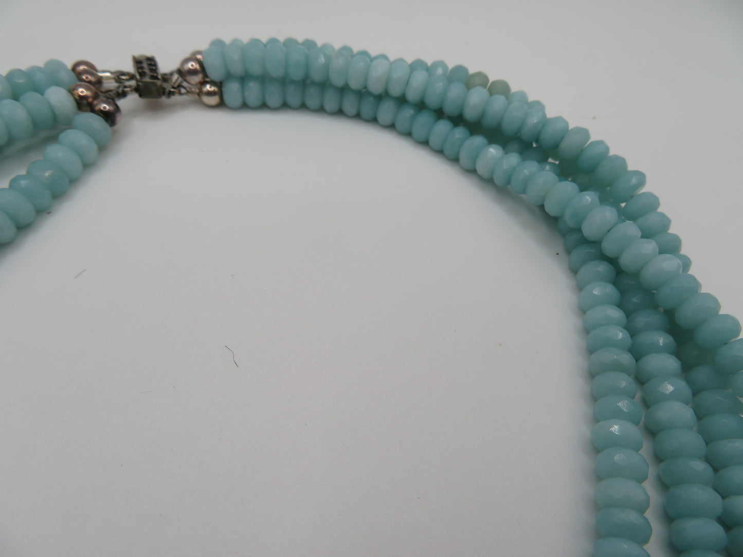 Vintage Aquamarine Gemstone 4-Strand Sterling Silver Necklace