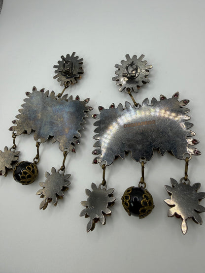 Monumental DSQUARED2 Pearl Studded Chandelier Earrings