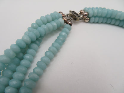 Vintage Aquamarine Gemstone 4-Strand Sterling Silver Necklace
