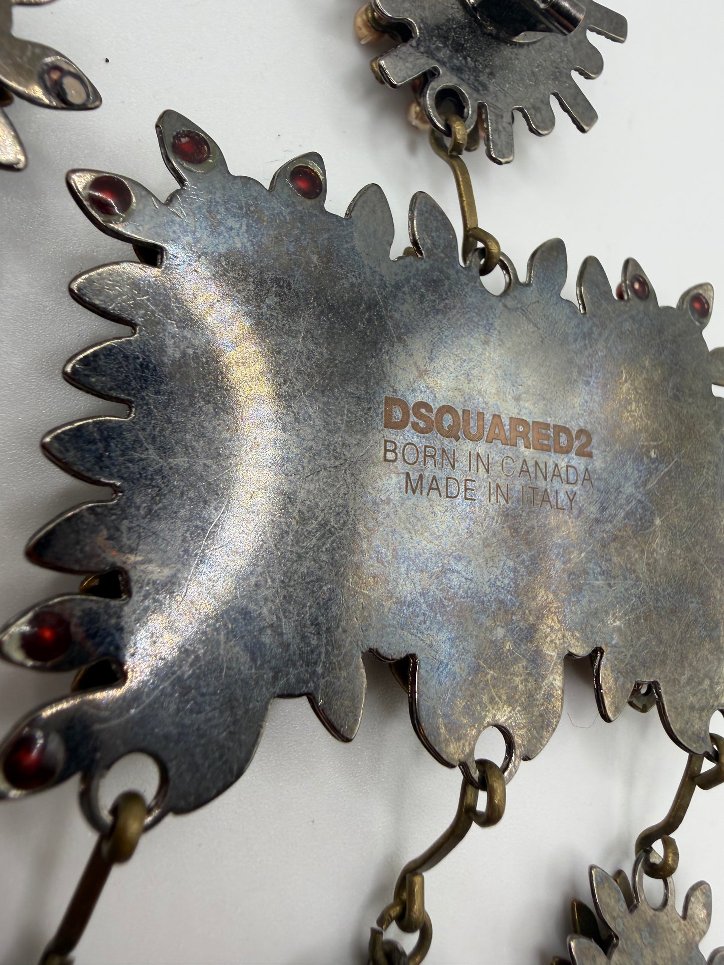 Monumental DSQUARED2 Pearl Studded Chandelier Earrings