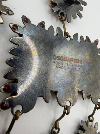 Monumental DSQUARED2 Pearl Studded Chandelier Earrings