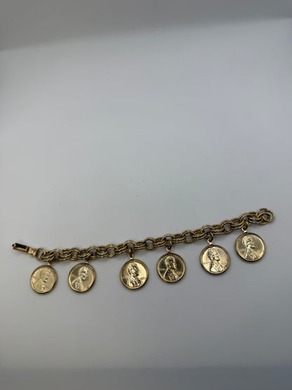 Vintage Coro Penny Charm Bracelet