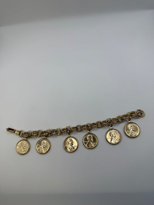 Vintage Coro Penny Charm Bracelet
