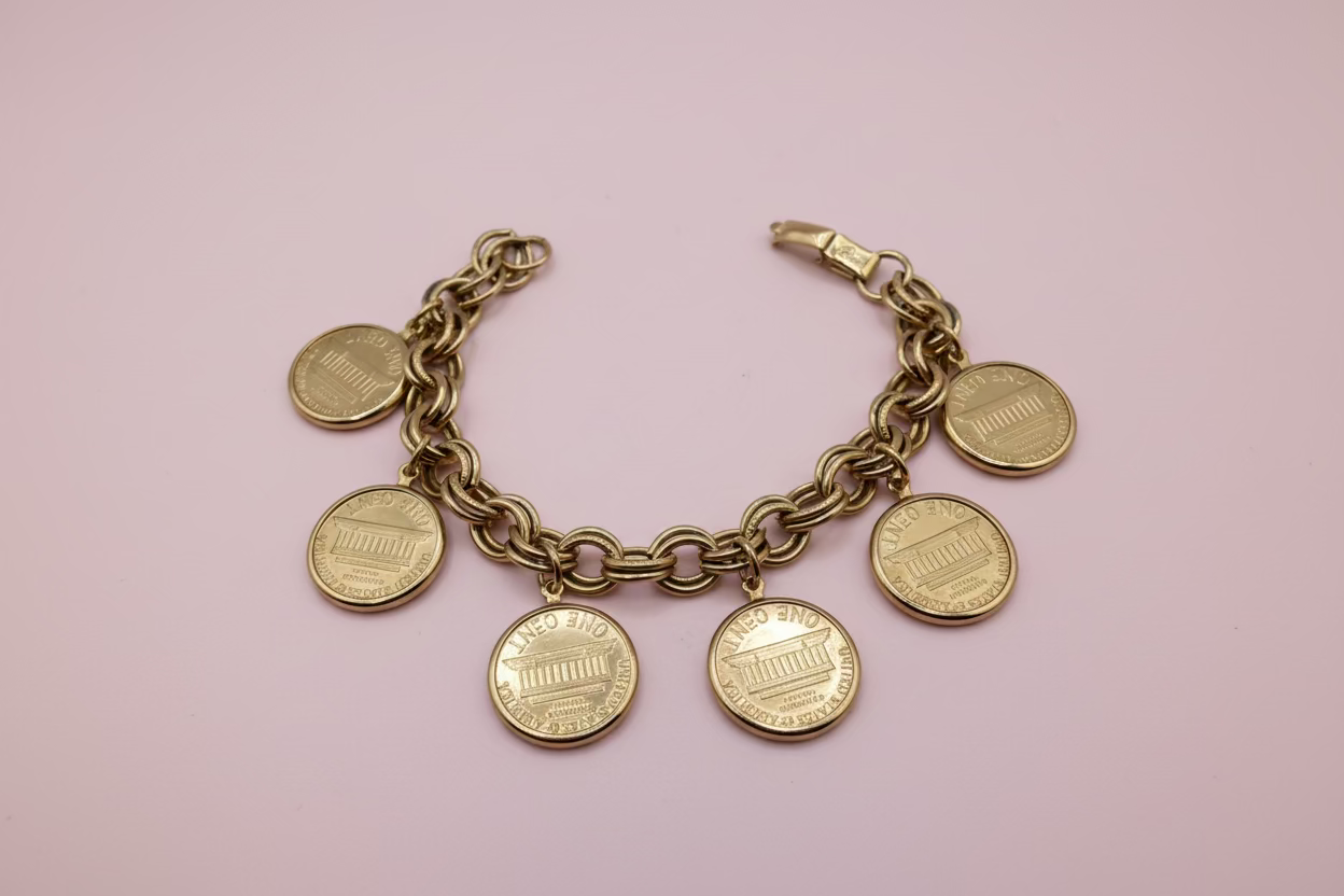 Vintage Coro Penny Charm Bracelet