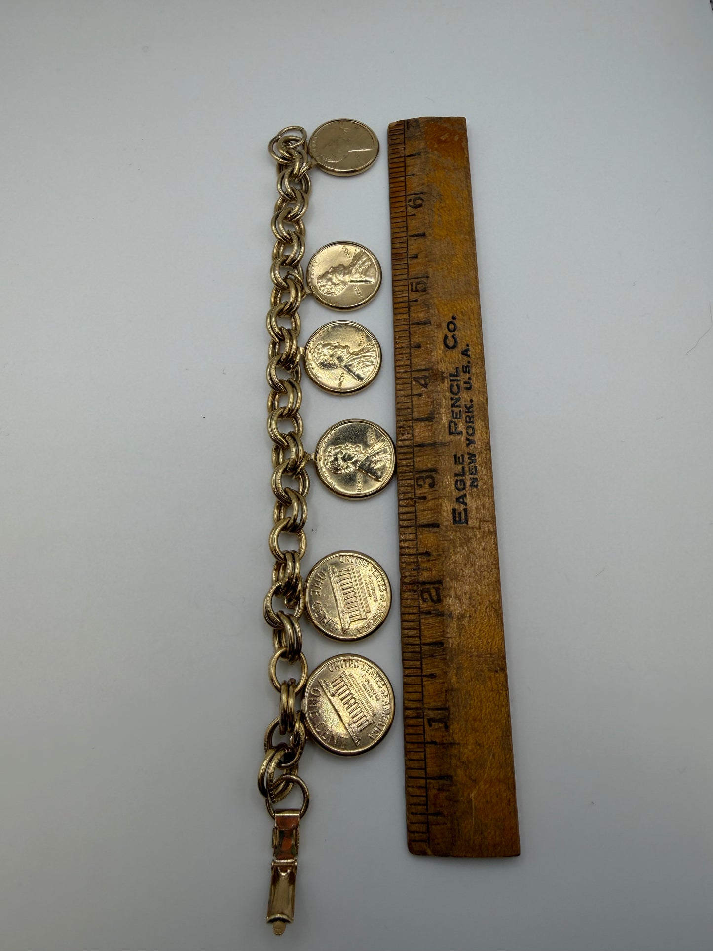 Vintage Coro Penny Charm Bracelet