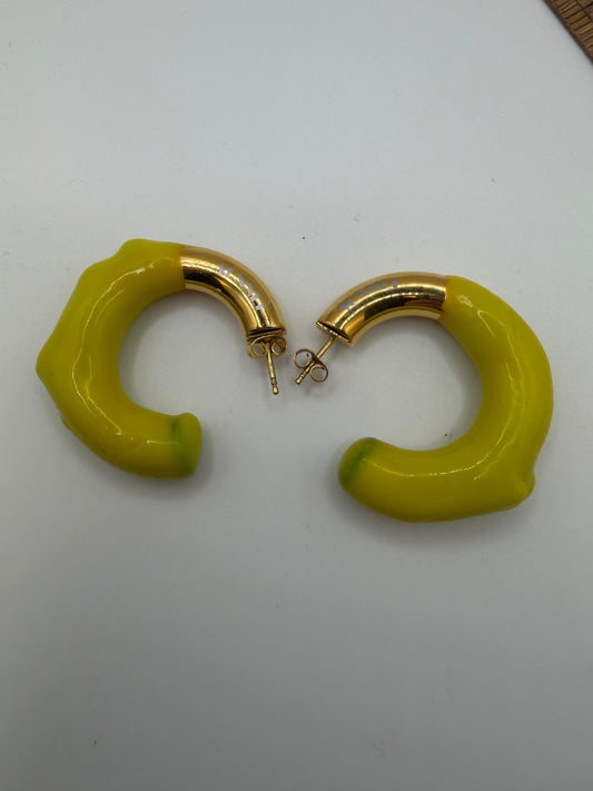 Sunnei Large Yellow Rubber Dipped Earrings