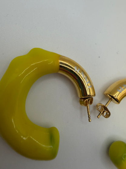 Sunnei Large Yellow Rubber Dipped Earrings