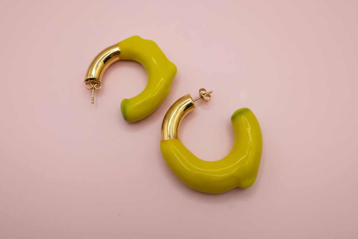 Sunnei Large Yellow Rubber Dipped Earrings