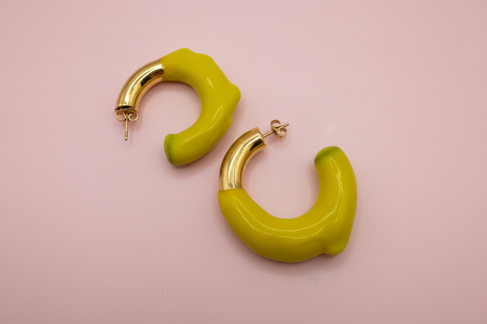 Sunnei Large Yellow Rubber Dipped Earrings