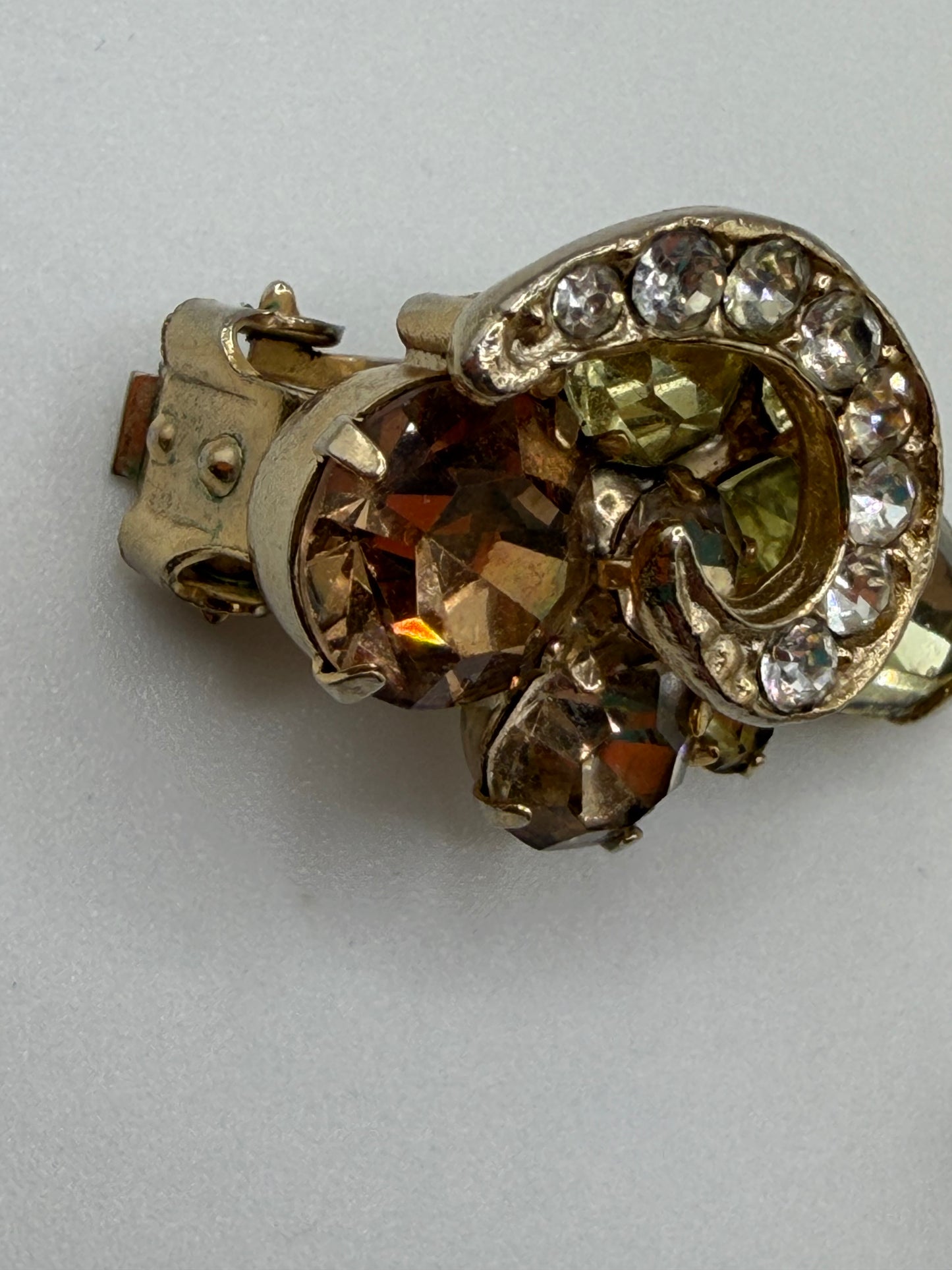 Vintage Weiss Topaz Crystal Retro Clip On Earrings