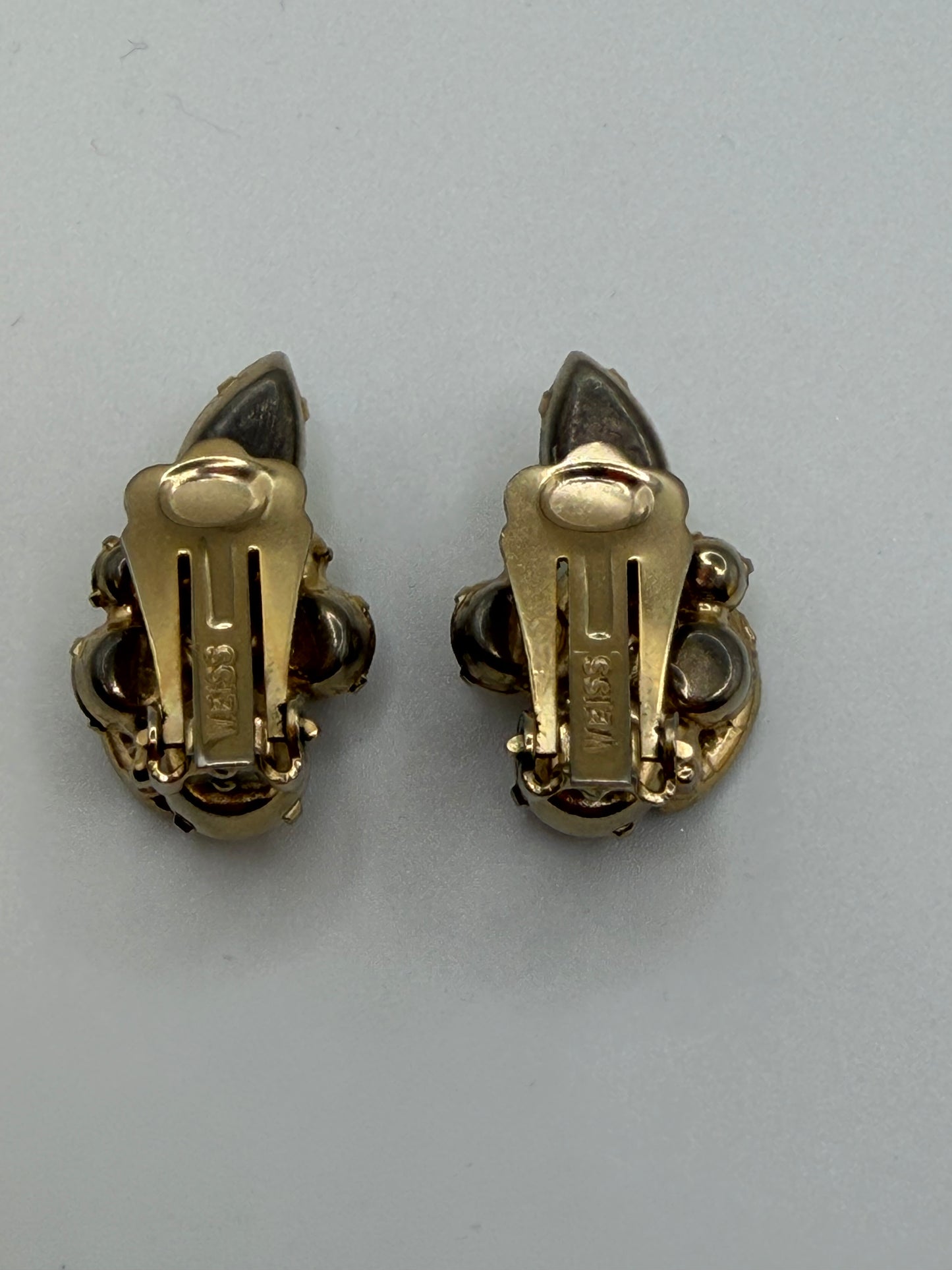 Vintage Weiss Topaz Crystal Retro Clip On Earrings