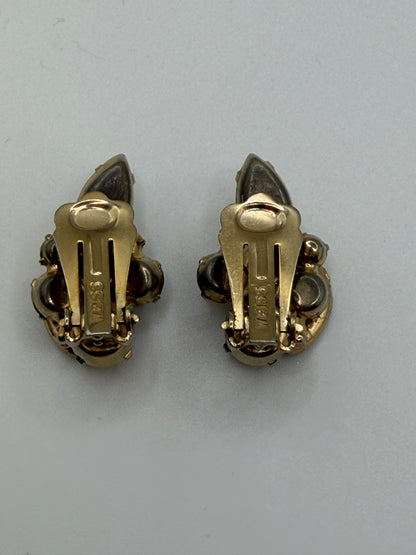 Vintage Weiss Topaz Crystal Retro Clip On Earrings