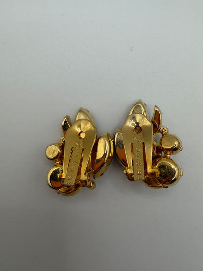 Vintage Eisenberg Ice Pink & Lilac Rhinestone Retro Clip On Earrings