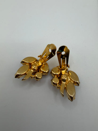 Vintage Eisenberg Ice Pink & Lilac Rhinestone Retro Clip On Earrings