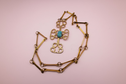 Vintage Egyptian Revival Scarab Cross Necklace