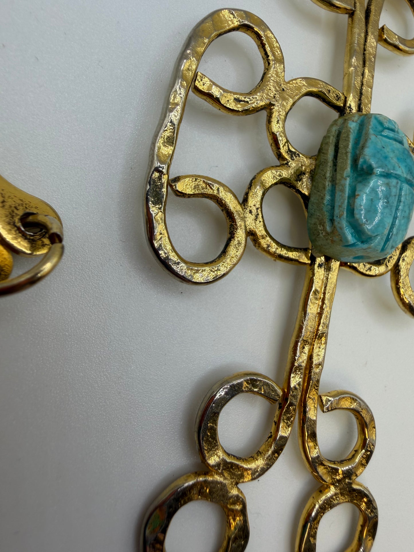 Vintage Egyptian Revival Scarab Cross Necklace