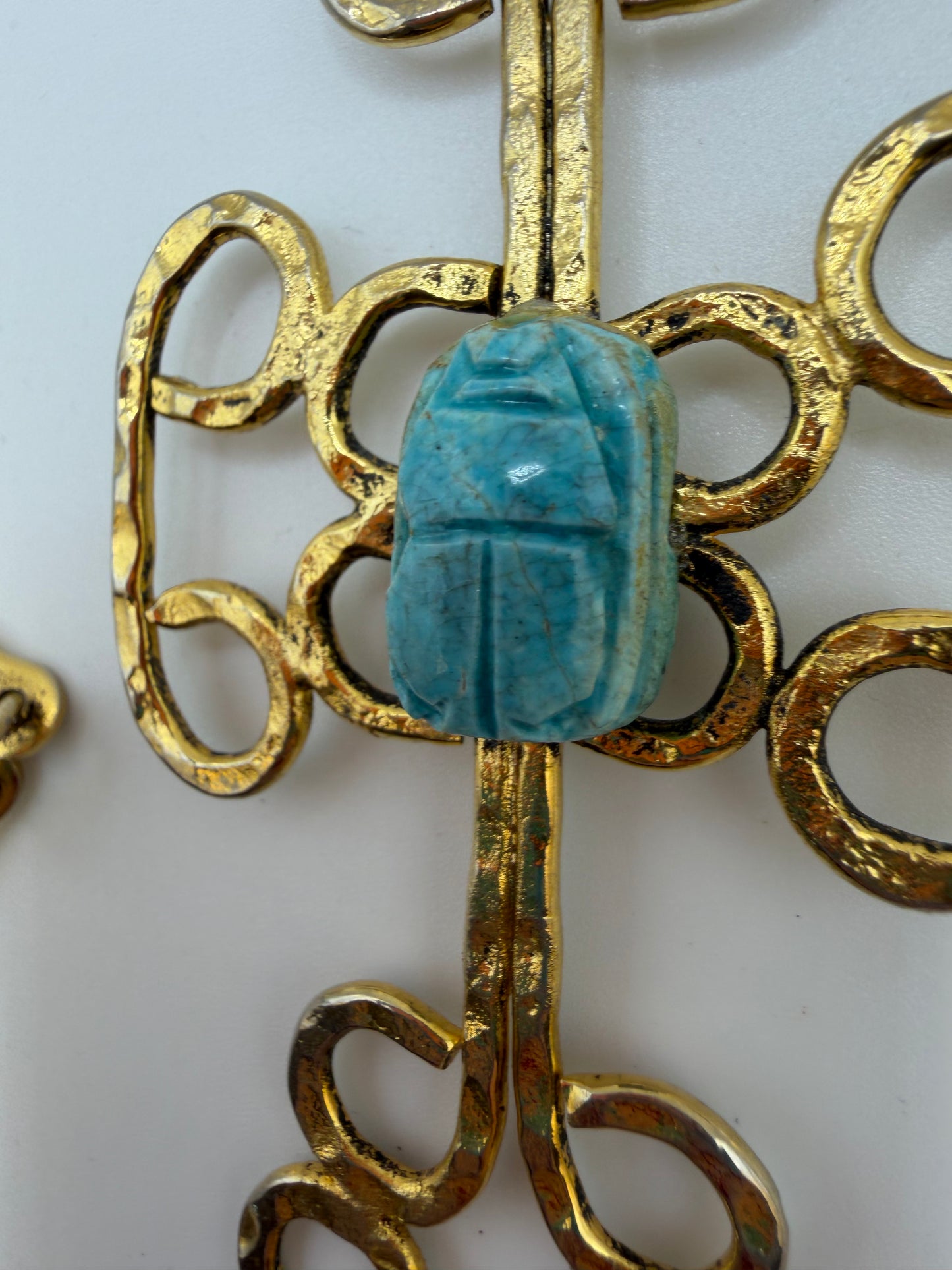 Vintage Egyptian Revival Scarab Cross Necklace