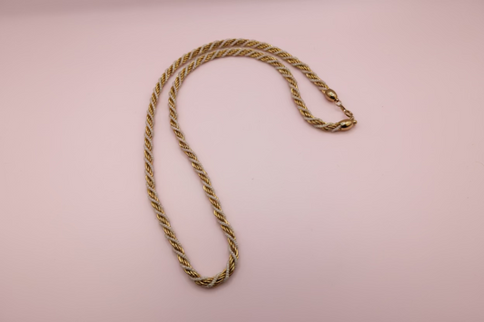 Vintage Trifari Gold Twisted Rope Necklace with Pearls